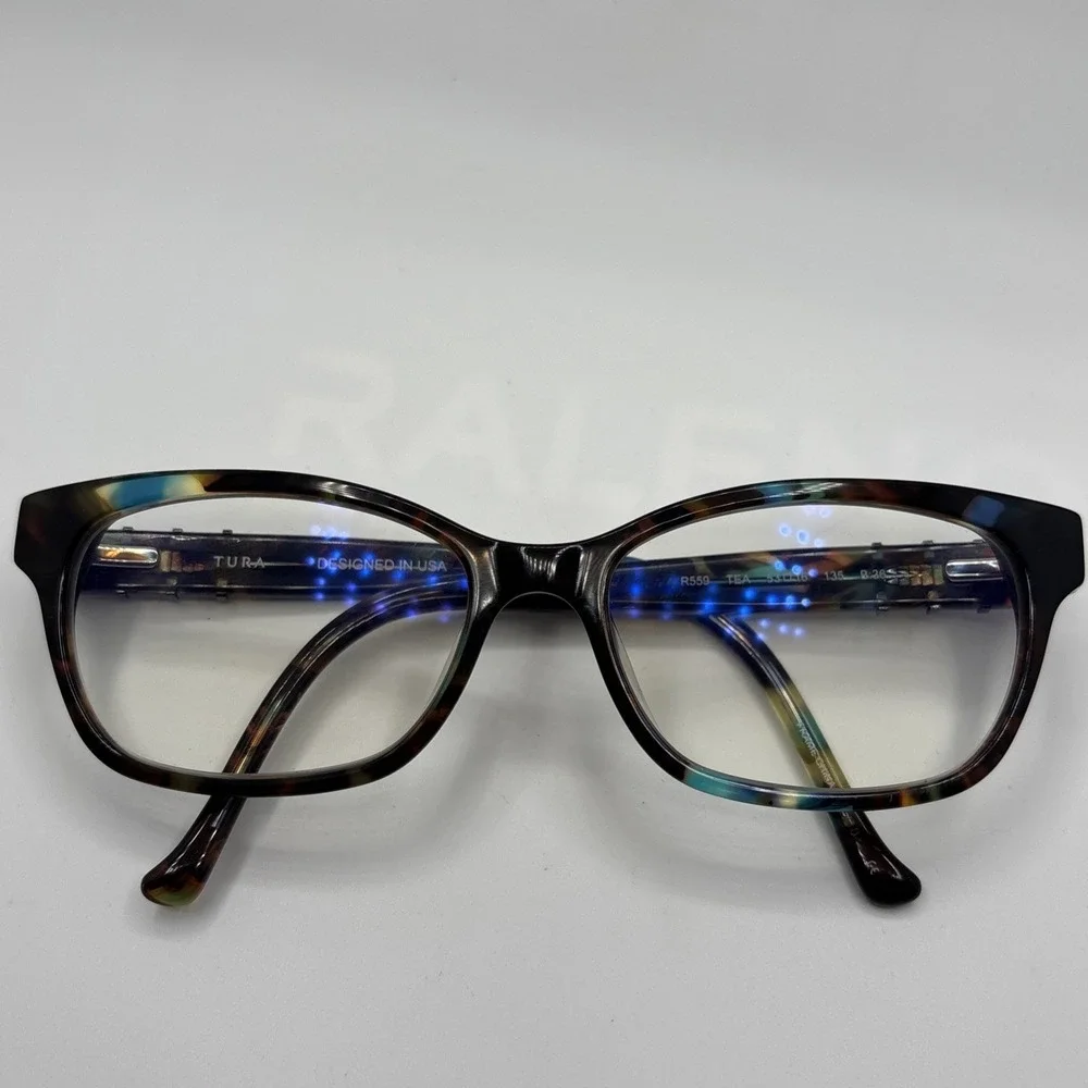 TURA R559 TEA BLUE BROWN AUTHENTIC EYEGLASSES 53-16-135 FRAME W/CASE